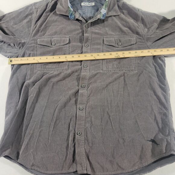 Tommy Bahama Shirt Mens XL Grey Coastline Cord Corduroy Button Long Sleeve Shirt - Picture 7 of 8